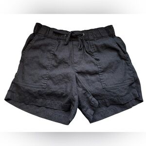 KUT From The Kloth Linen Blend Carpenter Shorts Size Medium Black